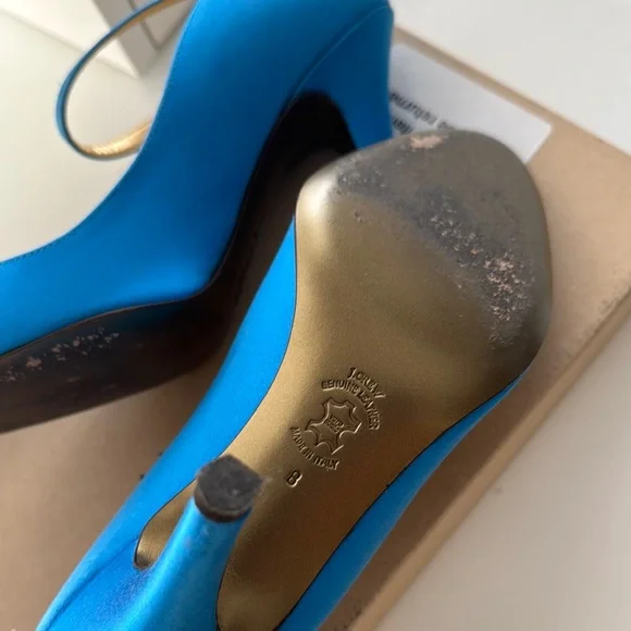J. Crew Women's Blue Satin Mary Jane Heels - Picture 4 of 8